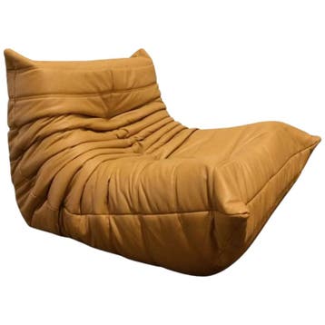 Togo Fauteuil, Leer, Beige. Michel Ducaroy, Maison & Meubles, Verzenden