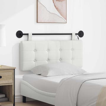 vidaXL Hangend hoofdbord Met LED-verlichting Wit Kunstleer, Verzenden