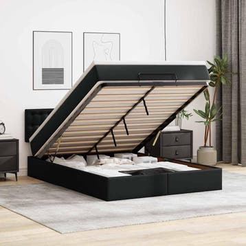vidaXL Bed poef met matrassen en LEDs 140x200cm kunstleer, Verzenden