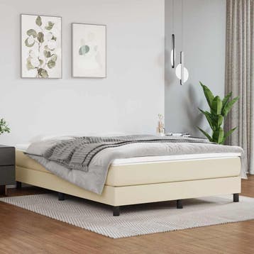 vidaXL Boxspring bed kunstleer crèmekleurig 140x200 cm, Verzenden