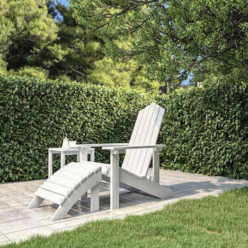 vidaXL Tuinstoel Adirondack met voetenbank HDPE wit, Verzenden, Nieuw