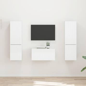 vidaXL Tv-meubelset 5 st Hoogglans wit Bewerkt hout, Huis en Inrichting, Verzenden, Nieuw