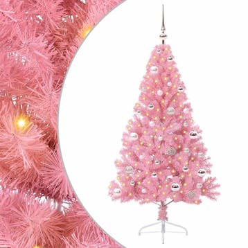 vidaXL Kunststof Voorverlichte Kerstboom met 150 LED Roze, Verzenden