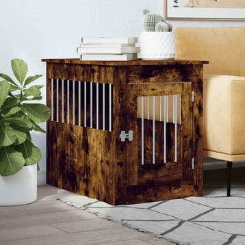 vidaXL Hondenbench 55 x 80 x 68 cm bewerkt hout gerookt, Verzenden