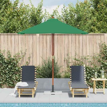 vidaXL Parasol met houten paal 150x200 cm groen, Verzenden