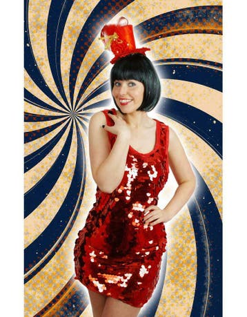 Glitter party jurk met grote pailletten rood, Ophalen of Verzenden