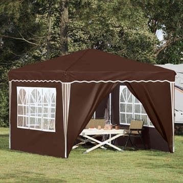 vidaXL Pop-up Feesttent 288 x 288 x 245 cm Bruin Oxford Stof, Verzenden, Nieuw