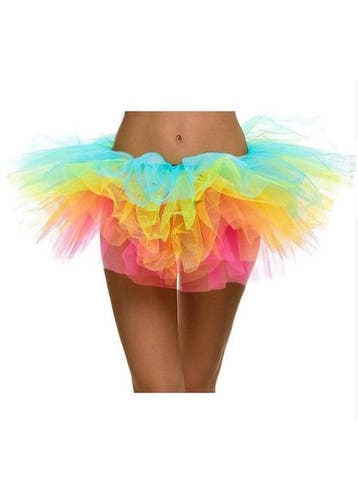 KIMU® Tutu Super Kort Regenboog Tule Rokje XS S M Gekleurde, Kleding | Dames, Ophalen of Verzenden, Nieuw