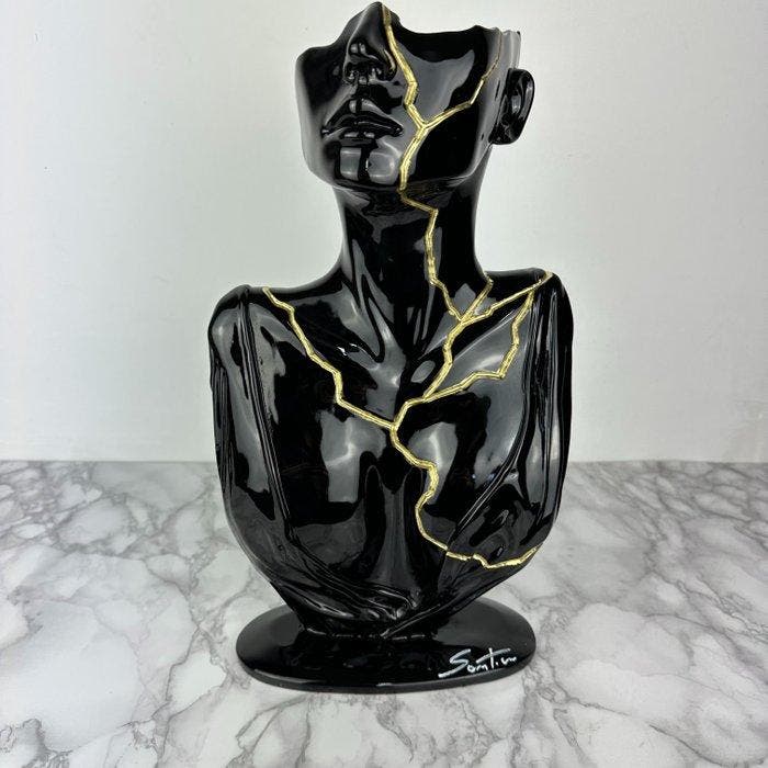 Santicri - Tired face black, Antiek en Kunst, Kunst | Designobjecten