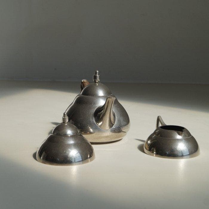 Daalderop - Theeservies (3) - vernikkeld / nikkelbekleed -, Antiek en Kunst, Kunst | Designobjecten