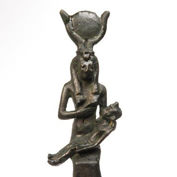 Oude Egypte, Ptolemeïsch Brons Zittende Isis met de jonge