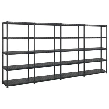 vidaXL Opbergrek 5-laags 366x45,7x185 cm kunststof zwart, Verzenden