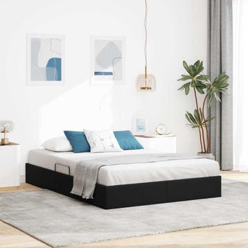 vidaXL Ottoman Bedframe met opslag Zwart 140 x 200 cm, Verzenden