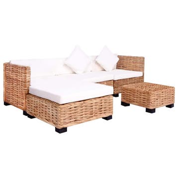 vidaXL Loungeset natuurlijk rattan 14-delig, Verzenden