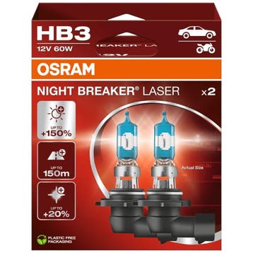 Osram HB3 Night Breaker Laser +150% autolampen – 2 stuks, Verzenden, Nieuw