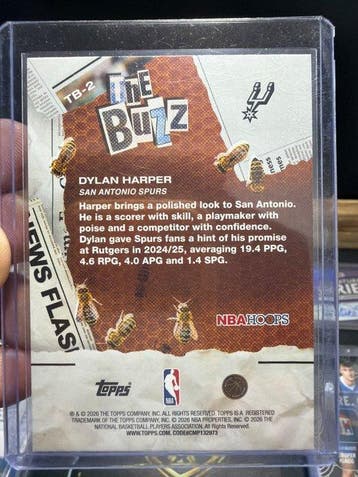2024/25 Topps NBA Hoops Dylan Harper THE BUZZ ROOKIE TB-2, Nieuw