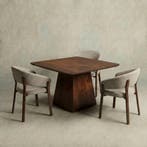 Mangohouten eettafel Mick vierkant bruin 110x110cm, Huis en Inrichting, Tafels | Eettafels, Verzenden, Vierkant, Nieuw, Industriële meubels