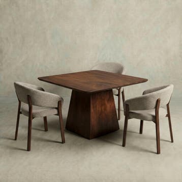 Mangohouten eettafel Mick vierkant bruin 110x110cm, Verzenden