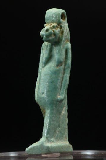 Oud-Egyptisch Faience Godin Taweret - 53 mm (Zonder, Antiquités & Art