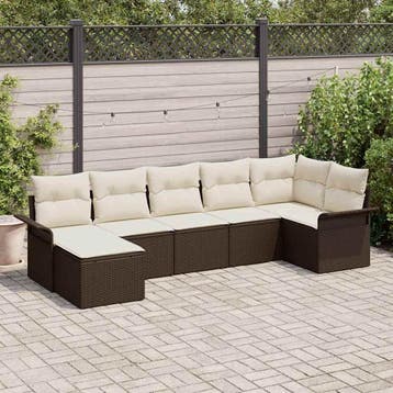 vidaXL Tuinbank Set 7 st Bruin poly rattan, Verzenden, Nieuw