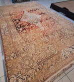 Tapis moderne Deluxe rouge et beige avec une brillance, Maison & Meubles