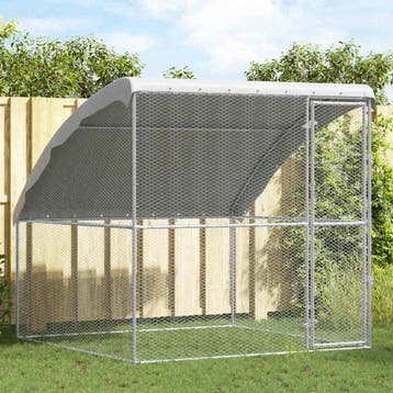 vidaXL Kippenhok Zilver 2 x 2 x 2 m Gegevens staal, Dieren en Toebehoren, Verzenden, Nieuw