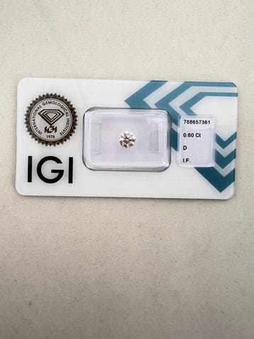 1 pcs Diamant (Naturelle) - 0.60 ct - Rond - D (incolore) -, Bijoux, Sacs & Beauté, Pierres précieuses
