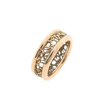 Vintage gouden ring met geometrisch patroon, Handtassen en Accessoires, Ringen, Gebruikt, Ophalen of Verzenden, Kleiner dan 17