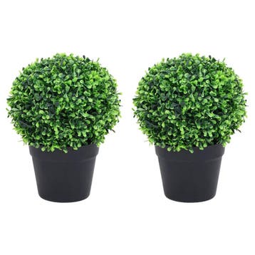 vidaXL Kunstplanten met pot 2 st buxus bolvorming 27 cm, Verzenden, Nieuw