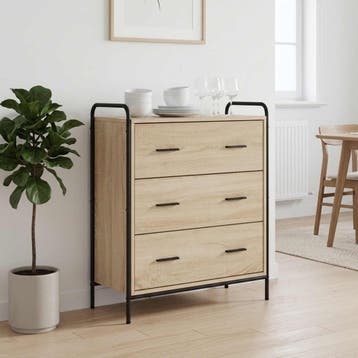 vidaXL Dressoir Sonoma Eiken 97 x 33 x 81 cm Bewerkt hout, Verzenden, Nieuw