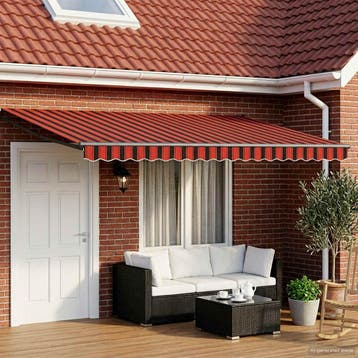 vidaXL Handbediende luifel met LEDs Oranje, Bruin,, Verzenden