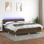 vidaXL Boxspring met matras en LED stof donkerbruin 160x200, Verzenden