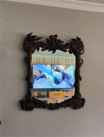 Hand-carved - Wandspiegel - Hout - Art Nouveau-stijl