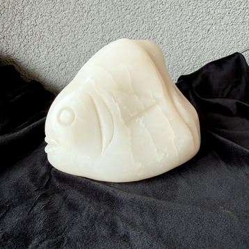 Beeld, Fish statue decorative ornament - 11 cm - Albast