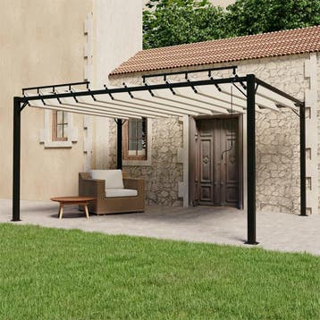 vidaXL Prieel met lamellendak 3x4 m stof en aluminium, Verzenden, Nieuw