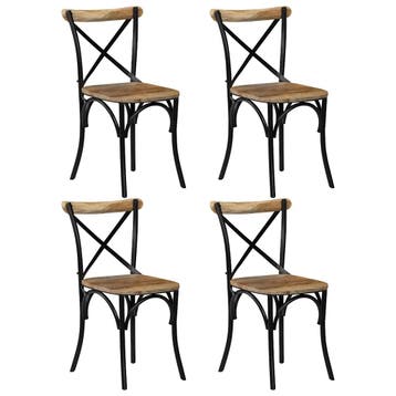 vidaXL Kruisstoelen 4 st massief mangohout zwart, Verzenden, Nieuw