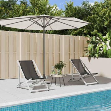 vidaXL Opklapbare stoelen, 2 stuks, grijs aluminium en, Jardin & Terrasse, Chaises de jardin, Verzenden