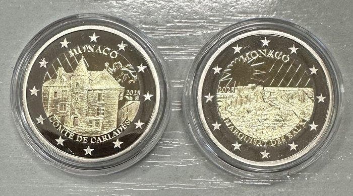 Monaco. 2 Euro 2025 Comté de Carladès + Marquisat des, Timbres & Monnaies, Monnaies | Europe | Monnaies non-euro