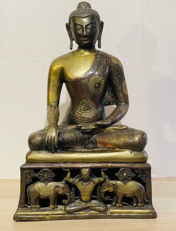 Beeld, Grande e Rara Statua in Bronzo del Buddha Shakyamuni