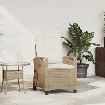 vidaXL Ligstoel voor Tuin Beige en Crème 56 x 60 x 112 cm, Verzenden, Nieuw