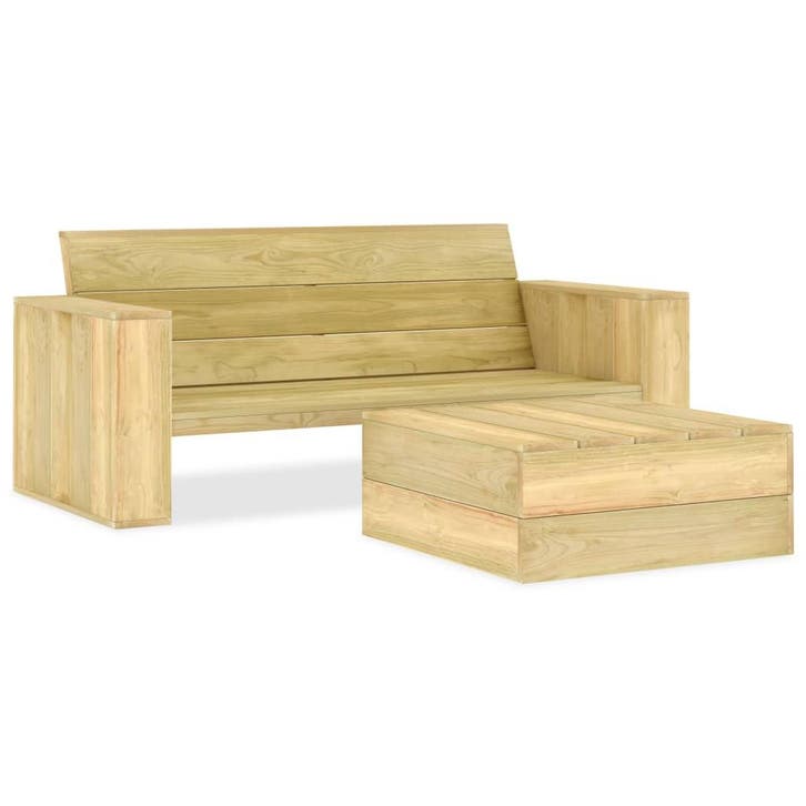 vidaXL 2-delige Loungeset geïmpregneerd grenenhout, Jardin & Terrasse, Ensembles de jardin, Envoi