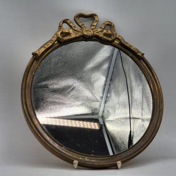 Spiegel- Vintage wandspiegel – messing frame met, Antiek en Kunst