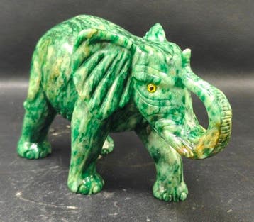 Aventurine Handgesneden Olifant - Hoogte: 173 mm - Breedte: