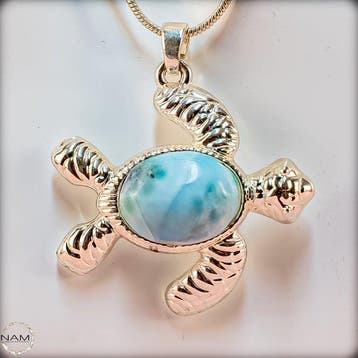 Exclusieve Larimar-schildpadketting – Symbolische