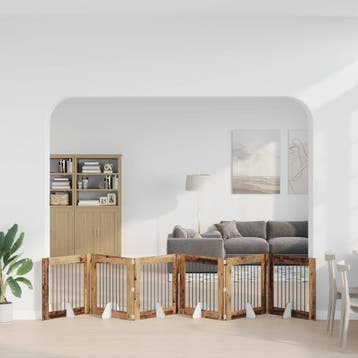vidaXL Opvouwbaar hondenhekje met standaards 6 st Oud hout, Verzenden, Nieuw