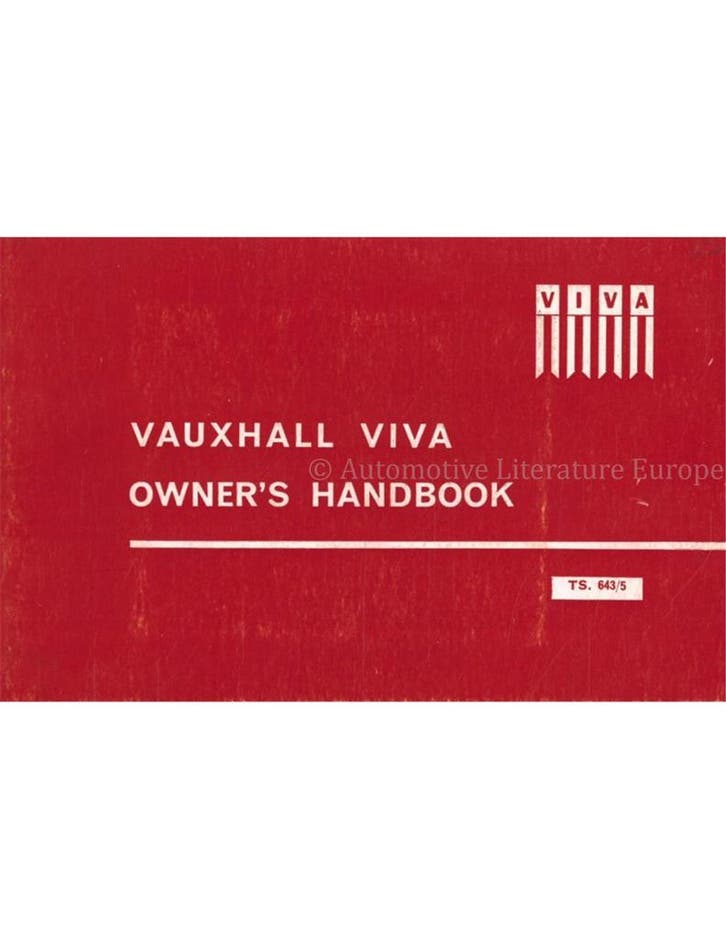 1965 VAUXHALL VIVA INSTRUCTIEBOEKJE ENGELS, Auto diversen, Handleidingen en Instructieboekjes