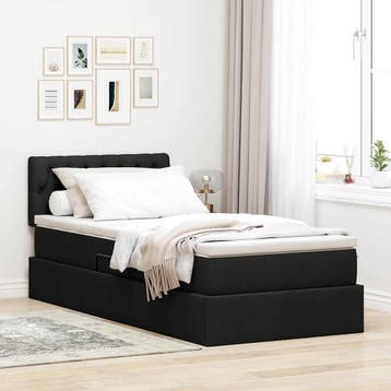 vidaXL Opslag bed met matras Zwart 90 x 190 cm fluweel, Verzenden, Nieuw