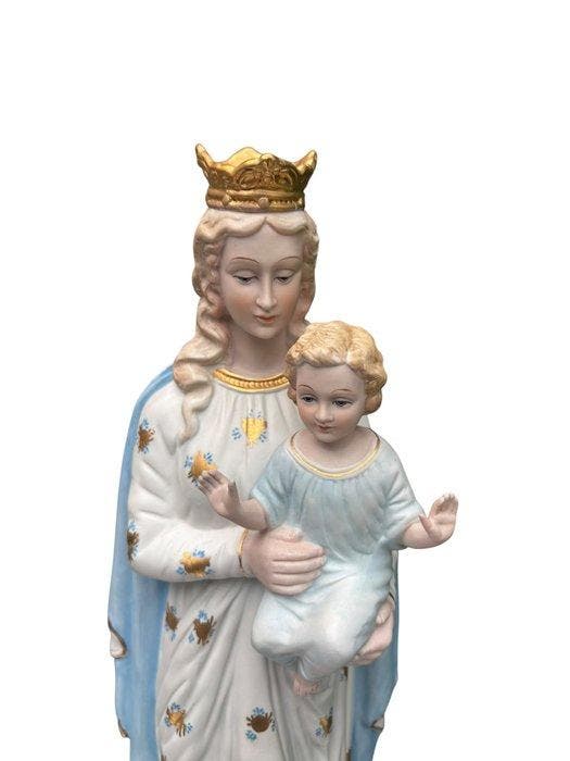 Beeldje, Maria met kindje Jezus - 41 cm - Biscuit porselein, Antiek en Kunst, Antiek | Boeken en Manuscripten
