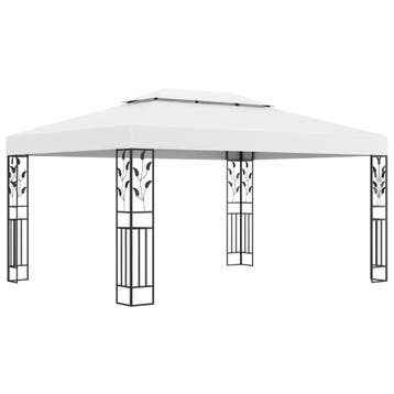 vidaXL Prieel met dubbel dak 3x4 m wit, Tuin en Terras, Partytenten, Verzenden, Nieuw