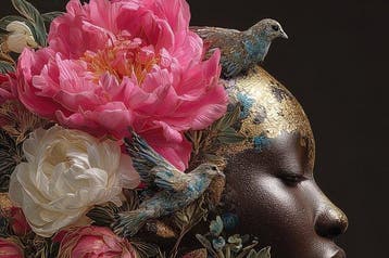 yamila - Ethereal Heritage: A Study in Gold and Petals